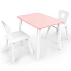 Комплект детской мебели стол и два стула Корона  (Розовый/Белый/Белый) в Нижневартовске - nizhnevartovsk.mebel24.online | фото