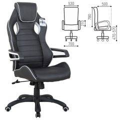 Кресло компьютерное BRABIX Techno Pro GM-003 (экокожа черное/серое, вставки серые) 531814 в Нижневартовске - nizhnevartovsk.mebel24.online | фото