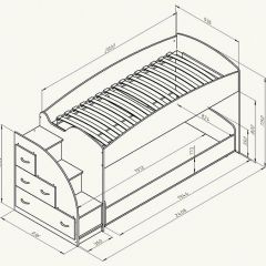 Кровать-чердак "Дюймовочка-4.2"  Дуб молочный/Оранжевый в Нижневартовске - nizhnevartovsk.mebel24.online | фото 3