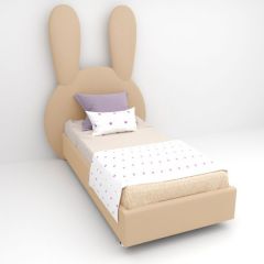 Кровать Зайка с ортопедическим основанием 1200 (экокожа бежевая) в Нижневартовске - nizhnevartovsk.mebel24.online | фото 1