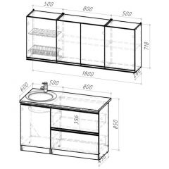 Кухонный гарнитур Ноктюрн макси 1800 мм в Нижневартовске - nizhnevartovsk.mebel24.online | фото 2