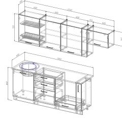 Кухонный гарнитур Вегас 2550 (Стол. 26мм) в Нижневартовске - nizhnevartovsk.mebel24.online | фото 2