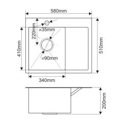 Мойка HD5851L MELANA ProfLine 3,0/200 САТИН врезная прямоугольная с коландером HD5851L в Нижневартовске - nizhnevartovsk.mebel24.online | фото 2