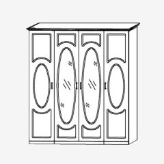 Прованс-2 Шкаф 4-х дверный с 2 зеркалами (Итальянский орех/Груша с платиной черной) в Нижневартовске - nizhnevartovsk.mebel24.online | фото