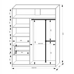 Шкаф-купе 1500 серии NEW CLASSIC K4+K4+B2+PL4 (2 ящика+F обр. штанга) профиль «Капучино» в Нижневартовске - nizhnevartovsk.mebel24.online | фото 3