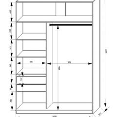 Шкаф-купе 1600 серии SOFT D1+D3+B2+PL1 (2 ящика+1штанга) профиль «Графит» в Нижневартовске - nizhnevartovsk.mebel24.online | фото 4
