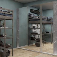 Шкаф-купе 1950 серии SILVER S3+S1+S3Z B22+PL2 (по 2 ящика лев/прав+1штанга+1 полка) профиль «Серебро» в Нижневартовске - nizhnevartovsk.mebel24.online | фото