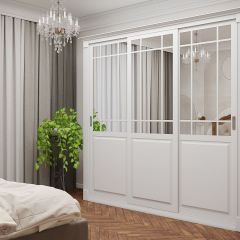 Шкаф-купе 2150 серии NEW CLASSIC K5+K5+K5+B22+PL3 (по 2 ящика лев/прав+1 штанга+1полка) профиль «Капучино» в Нижневартовске - nizhnevartovsk.mebel24.online | фото