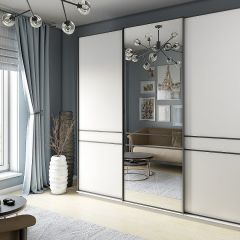 Шкаф-купе 2400 серии SOFT D5+D4+D5+B22+PL3 (по 2 ящика лев/прав+2штанги) профиль «Графит» в Нижневартовске - nizhnevartovsk.mebel24.online | фото