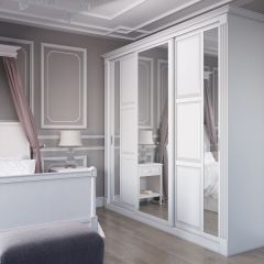 Шкаф-купе 2450 серии NEW CLASSIC K6Z+K1+K6+B22+PL2 (по 2 ящика лев/прав+1 штанга+1 полка) профиль «Капучино» в Нижневартовске - nizhnevartovsk.mebel24.online | фото 1