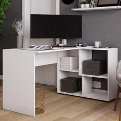 Стол компьютерный угловой СКМУ-4 Белый в Нижневартовске - nizhnevartovsk.mebel24.online | фото
