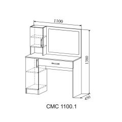 СОФИ Стол макияжный СМС 1100.1 с зеркалом (дуб сонома/белый) в Нижневартовске - nizhnevartovsk.mebel24.online | фото 2
