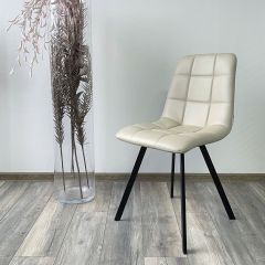 Стул CHILLI SQUARE HK017-02 серо-бежевый, PU/ черный каркас М-City в Нижневартовске - nizhnevartovsk.mebel24.online | фото 2