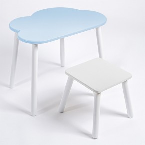 Детский комплект стол ОБЛАЧКО  и табурет Rolti Baby (голубая столешница/белое сиденье/белые ножки) в Нижневартовске - nizhnevartovsk.mebel24.online | фото