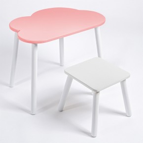 Детский комплект стол ОБЛАЧКО  и табурет Rolti Baby (розовая столешница/белое сиденье/белые ножки) в Нижневартовске - nizhnevartovsk.mebel24.online | фото 1