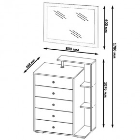 Камелия Комод + Зеркало, цвет дуб сонома, ШхГхВ 80х46,8х178 см., НЕ универсальная сборка в Нижневартовске - nizhnevartovsk.mebel24.online | фото 4