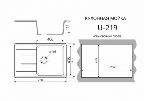 Каменная мойка ULSTONE U-219 (755х505) в Нижневартовске - nizhnevartovsk.mebel24.online | фото 2