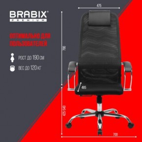 Кресло BRABIX PREMIUM "Ultimate EX-800" хром, плотная двойная сетка Х2, черное, 532911 в Нижневартовске - nizhnevartovsk.mebel24.online | фото 6