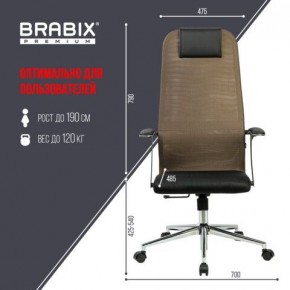 Кресло BRABIX PREMIUM "Ultimate EX-801" хром, плотная двойная сетка Х2, черное/коричневое, 532920 в Нижневартовске - nizhnevartovsk.mebel24.online | фото 6