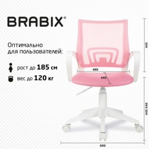 Кресло BRABIX "Fly MG-396W", с подлокотниками, пластик белый, сетка, розовое, 533008 в Нижневартовске - nizhnevartovsk.mebel24.online | фото 5