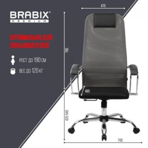 Кресло офисное BRABIX PREMIUM "Ultimate EX-800" хром, плотная двойная сетка Х2, черное/серое, 532912 в Нижневартовске - nizhnevartovsk.mebel24.online | фото 3