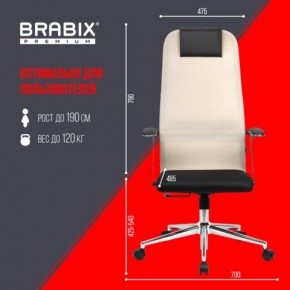 Кресло офисное BRABIX PREMIUM "Ultimate EX-801" хром, плотная двойная сетка Х2, черное/бежевое, 532919 в Нижневартовске - nizhnevartovsk.mebel24.online | фото 6