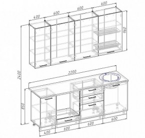 Кухонный гарнитур Антрацит 2200 (Стол. 26мм) в Нижневартовске - nizhnevartovsk.mebel24.online | фото 3