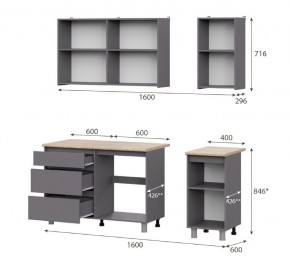 Кухонный гарнитур ДЕНВЕР (1600) Графит серый/Дуб Сонома в Нижневартовске - nizhnevartovsk.mebel24.online | фото 2