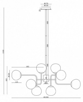 Люстра на штанге Maytoni Erich MOD221-PL-12-N в Нижневартовске - nizhnevartovsk.mebel24.online | фото 3