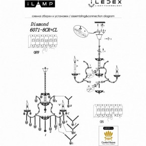 Подвесная люстра iLamp Diamond 6071-8 CR+CL в Нижневартовске - nizhnevartovsk.mebel24.online | фото 2