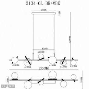 Подвесной светильник iLamp Golden 2134-6L BR+MBK в Нижневартовске - nizhnevartovsk.mebel24.online | фото 3