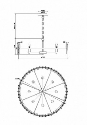 Подвесной светильник Maytoni Puntes MOD043PL-08CH в Нижневартовске - nizhnevartovsk.mebel24.online | фото 4