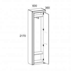 Шкаф 1DW, OLIVIA, цвет вудлайн крем/дуб анкона в Нижневартовске - nizhnevartovsk.mebel24.online | фото 2