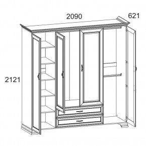 Шкаф 4D2S Z, TIFFANY, цвет вудлайн кремовый в Нижневартовске - nizhnevartovsk.mebel24.online | фото 1