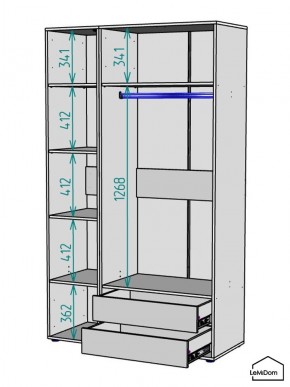 Шкаф Linnea MHR-3PO-2 2050х1200х510 (Белый-М 11.1.2) в Нижневартовске - nizhnevartovsk.mebel24.online | фото 3