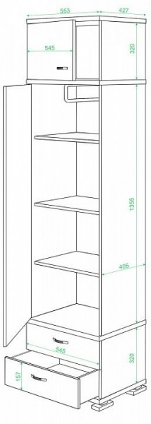 Шкаф платяной Домино КС-10 в Нижневартовске - nizhnevartovsk.mebel24.online | фото 2