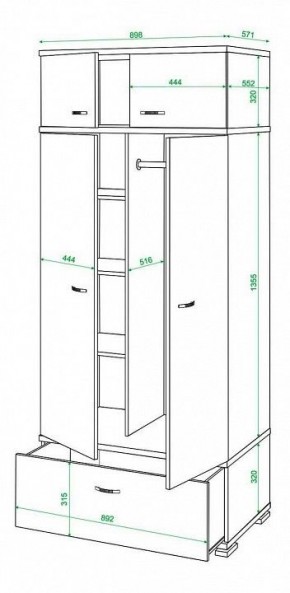 Шкаф платяной Домино КС-20 в Нижневартовске - nizhnevartovsk.mebel24.online | фото 3