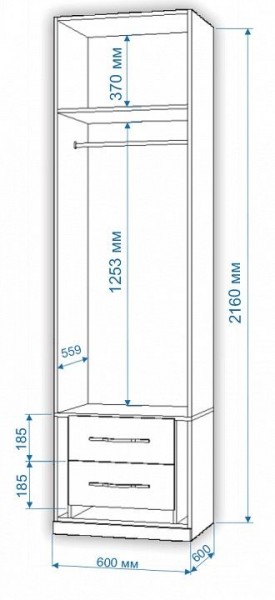 Шкаф платяной Нобиле Пл-60/60 в Нижневартовске - nizhnevartovsk.mebel24.online | фото 2