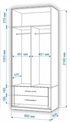 Шкаф платяной Нобиле Пл-95/60 в Нижневартовске - nizhnevartovsk.mebel24.online | фото 2