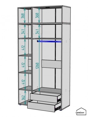 Шкаф с антресолью Linnea MHR-3A-2 2450х1200х510 (ДВ-М 11.1.25) в Нижневартовске - nizhnevartovsk.mebel24.online | фото 3