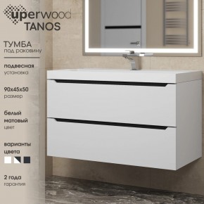Тумба под раковину Uperwood Tanos 90 см, подвесная, белая/графит в Нижневартовске - nizhnevartovsk.mebel24.online | фото 3