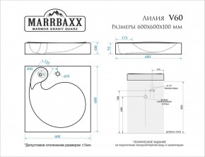 Умывальник над стиральной машиной (600*600х100) Лилия V60 (белый) с кронштейном без сифона (V60) в Нижневартовске - nizhnevartovsk.mebel24.online | фото 2